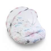 Cotton Mosquito Net – Off-White with Cloud & Stars Print