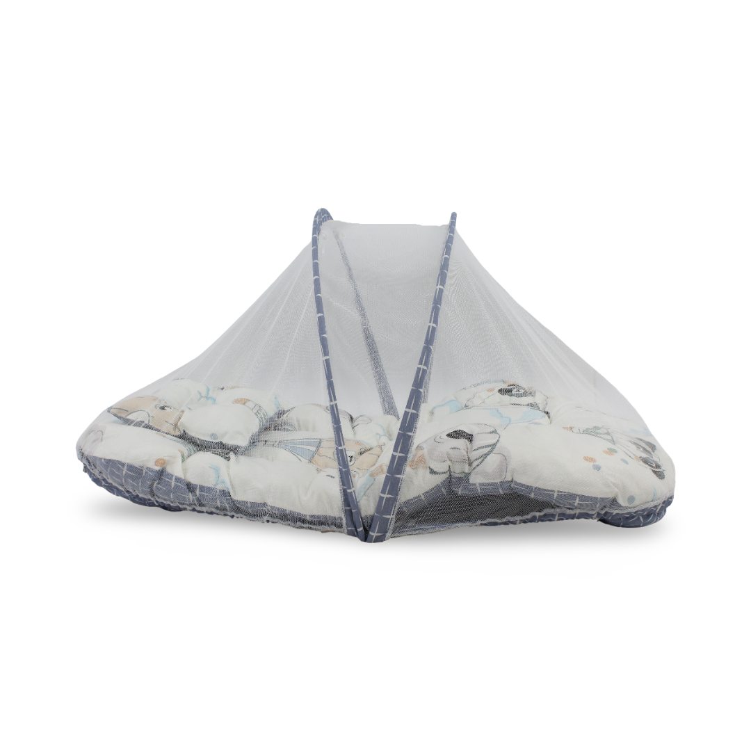 Cotton Mosquito Net – Blue with Blimp Print