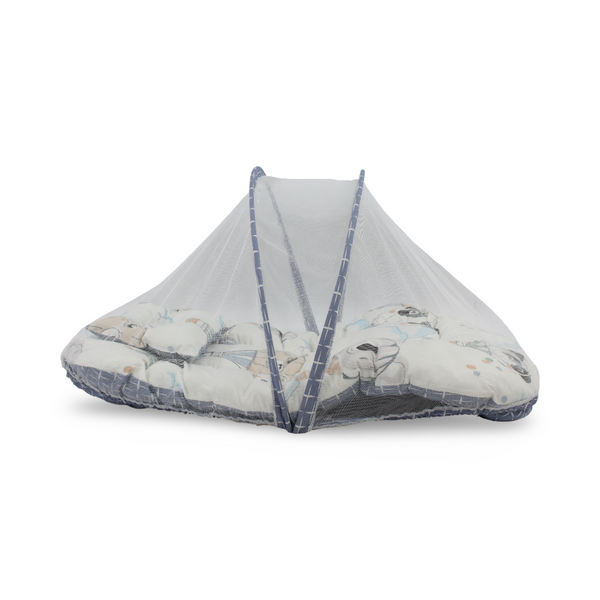 Cotton Mosquito Net – Blue with Blimp Print