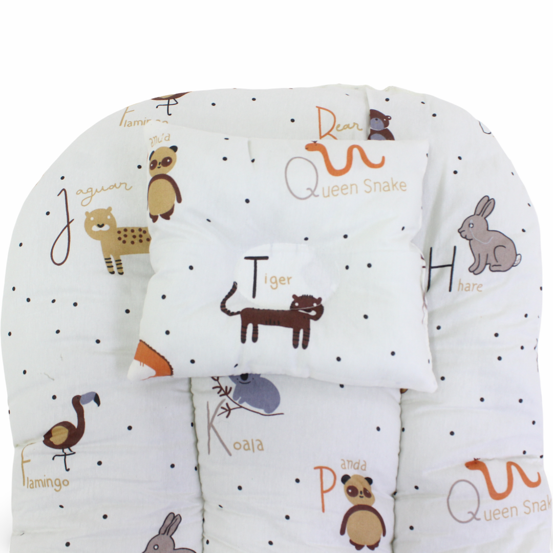Cotton Mosquito Net – Off-White with Animals Print