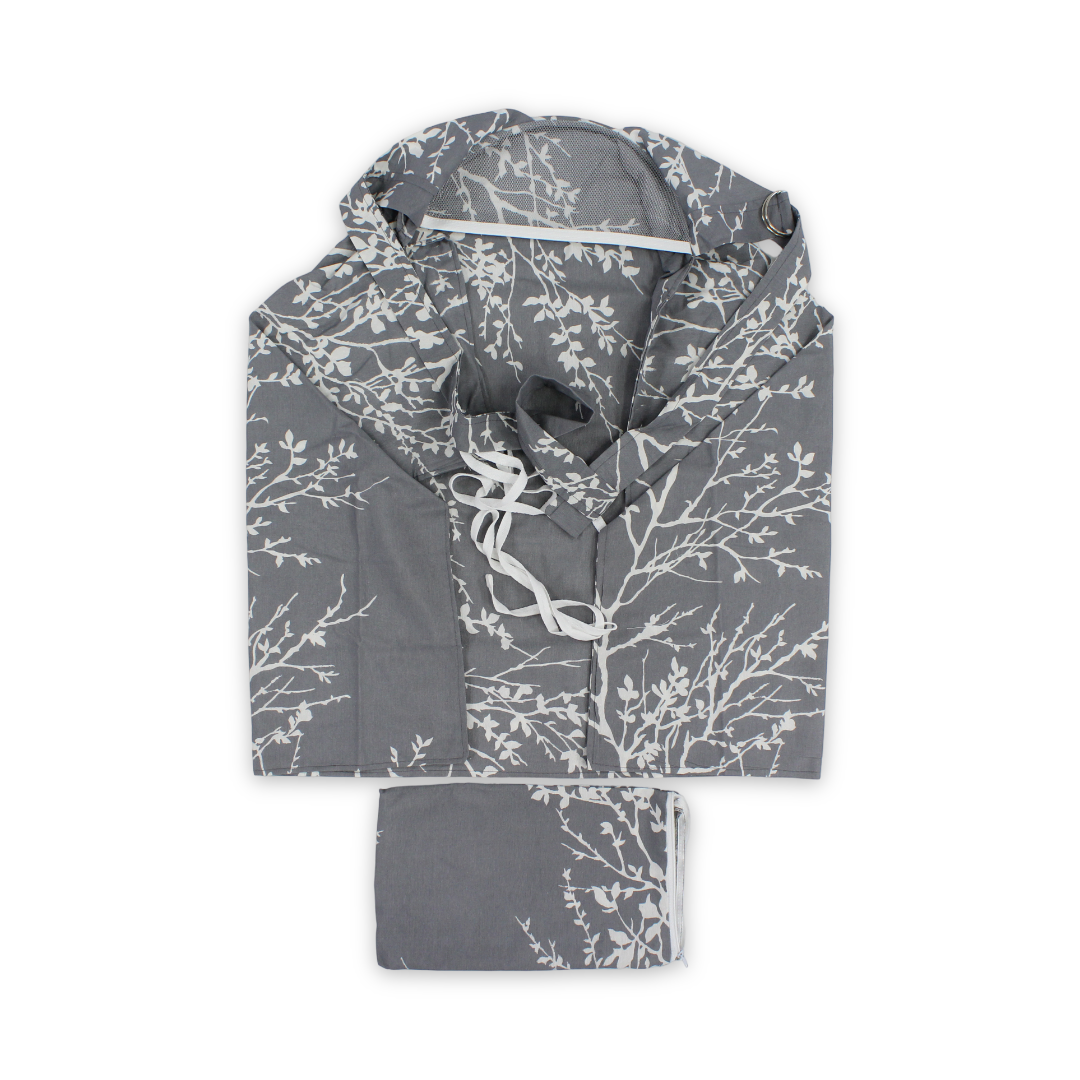 Cotton Baby Nursing Cover – Grey with Tree Print