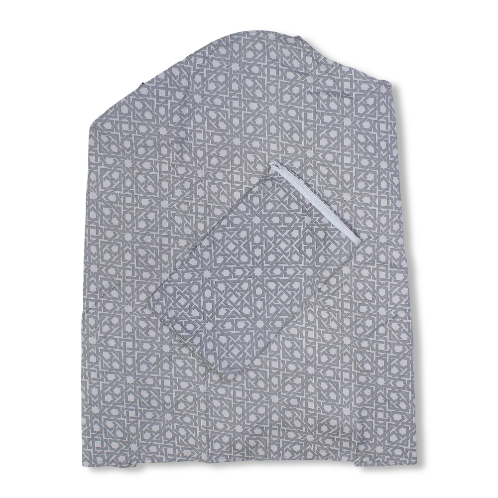 Nursing Cover Cotton  – Grey with Arabesque Pattern