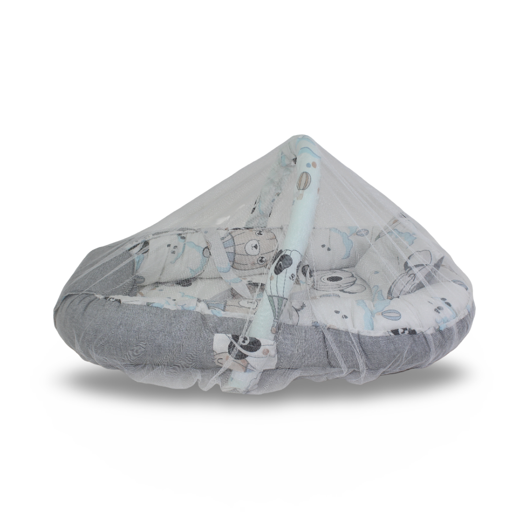 Cotton Baby Nest – Grey with Balloon Print