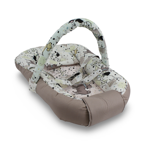 Cotton Baby Nest – Beige with Dalmation Print