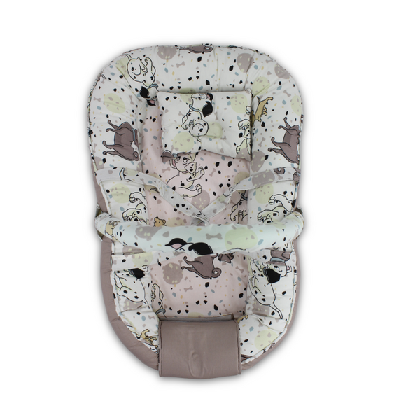 Cotton Baby Nest – Beige with Dalmation Print