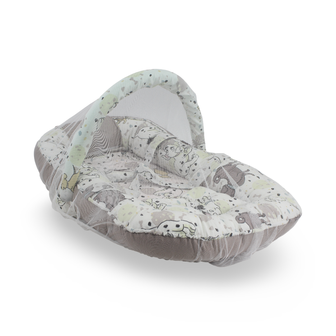 Cotton Baby Nest – Beige with Dalmation Print - Baby Essentials - Kiddy