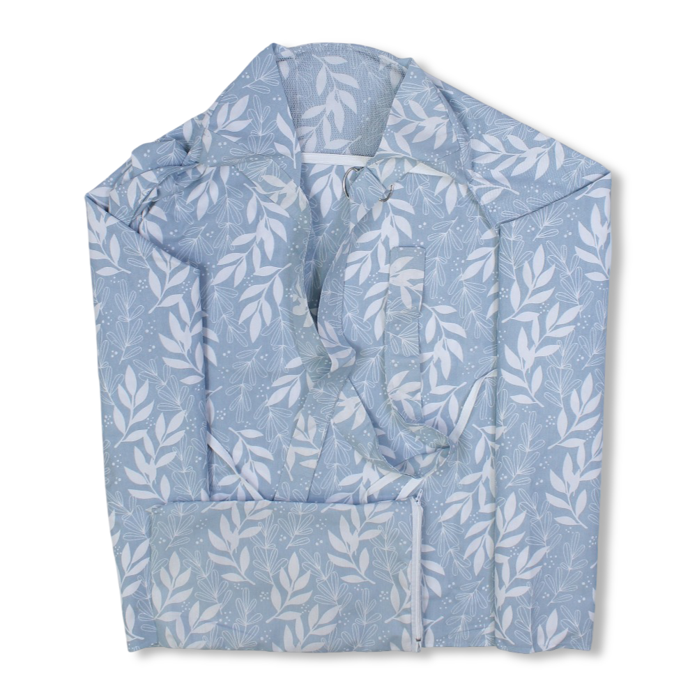 Cotton Nursing Cover – Blue with Leaves Print