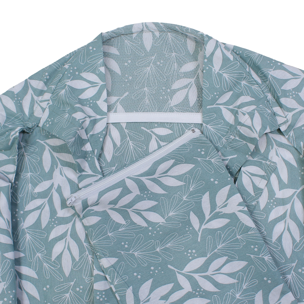 Cotton Nursing Cover – Mint with Leaves Print