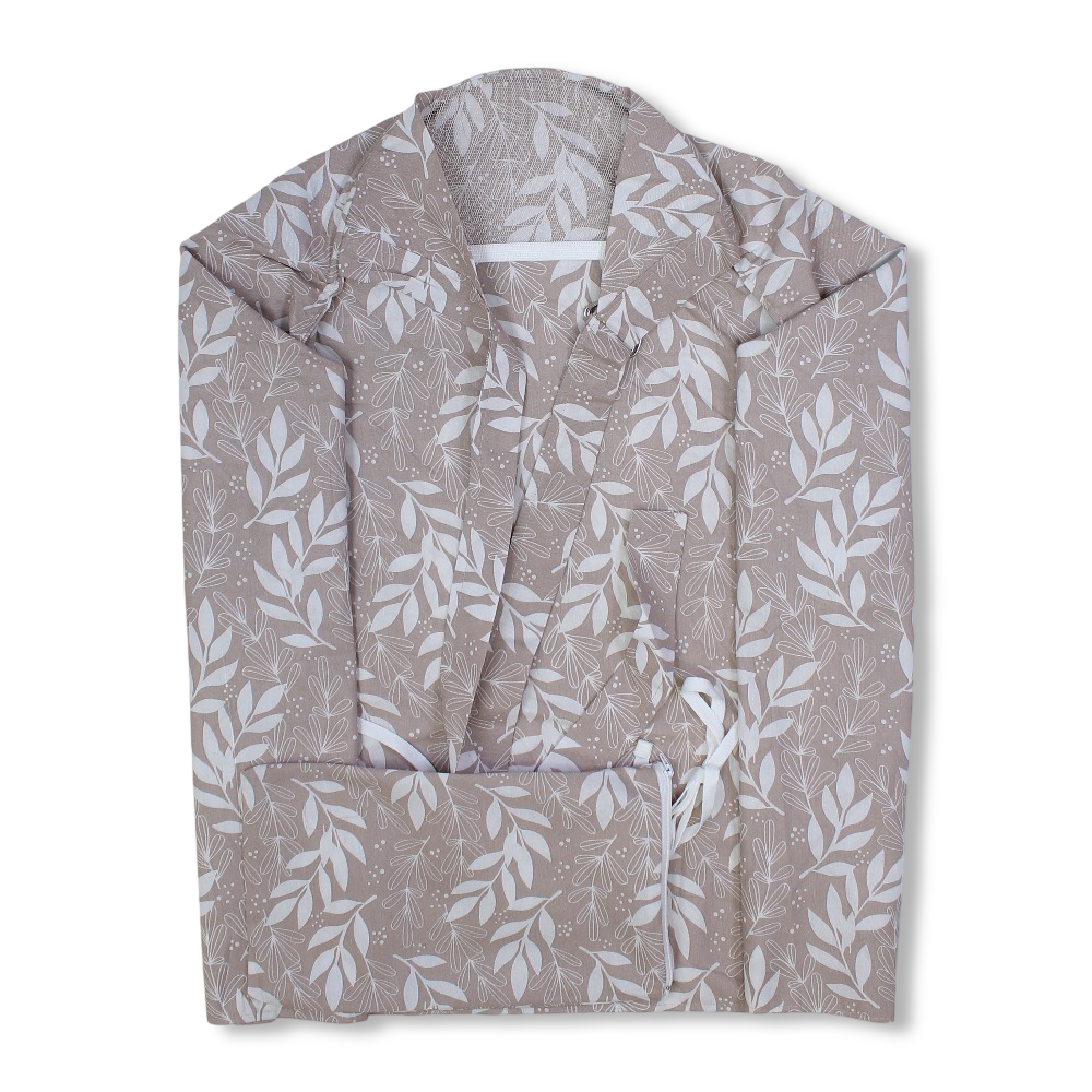 Cotton Nursing Cover – Beige with Leaves Print - Baby Essentials - Kiddy