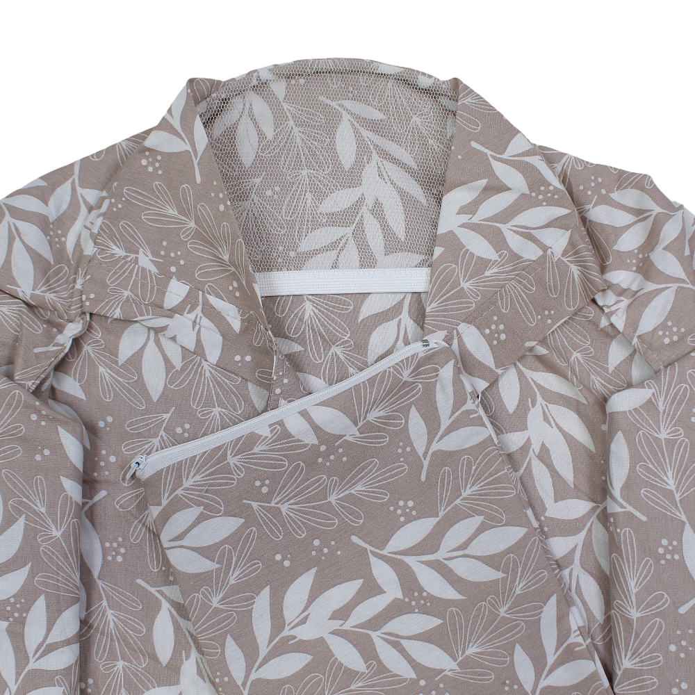 Cotton Nursing Cover – Beige with Leaves Print