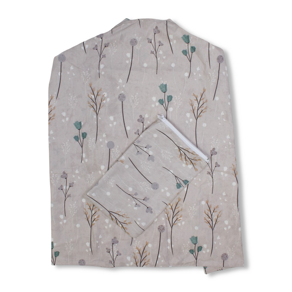 Cotton Nursing Cover – Beige with Flower Print