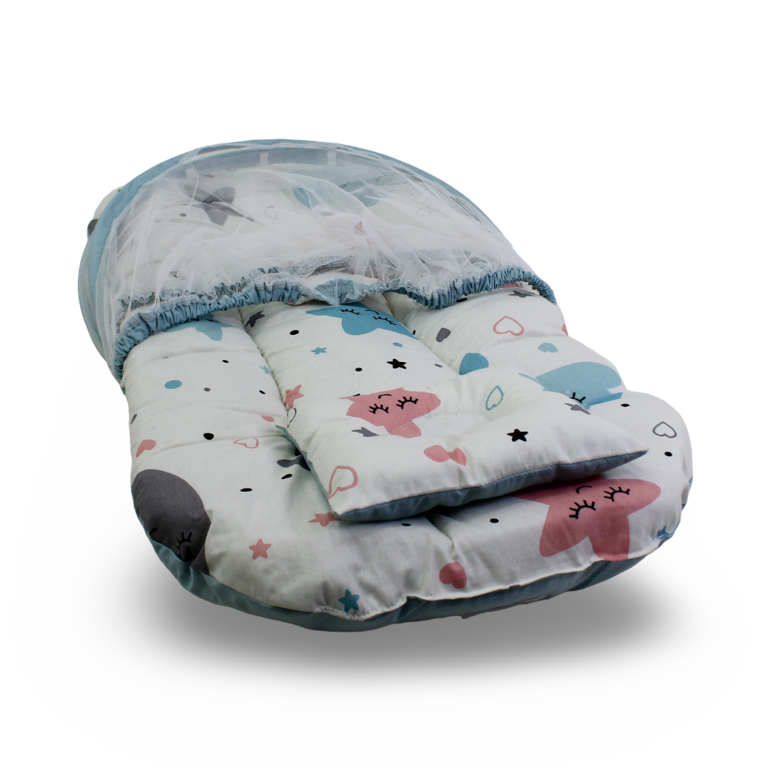 Kiddy Cotton Mosquito Net – Off-White with Star Print