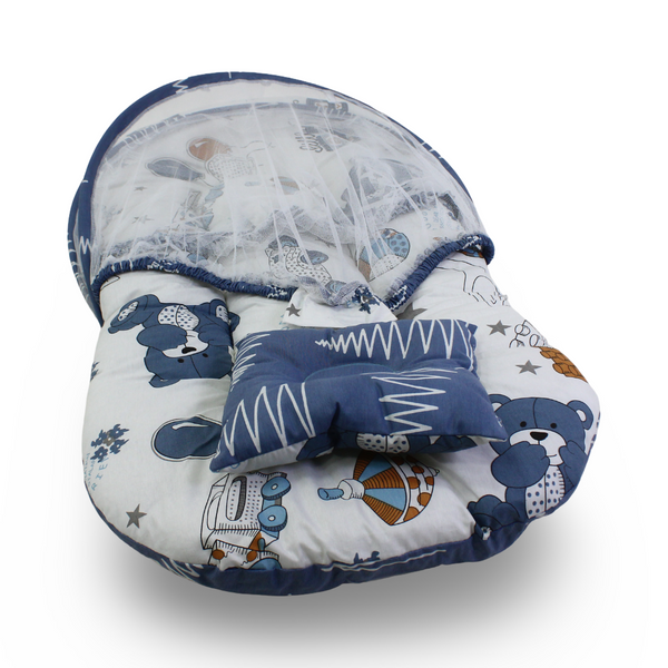 Kiddy Cotton Mosquito Net – Off-White with Teddy Bear Print
