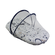 Kiddy Cotton Mosquito Net – Off-White with Stars & Moon Print