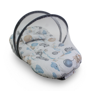 Kiddy Cotton Mosquito Net – Off-White with Elephant & Balloon Print
