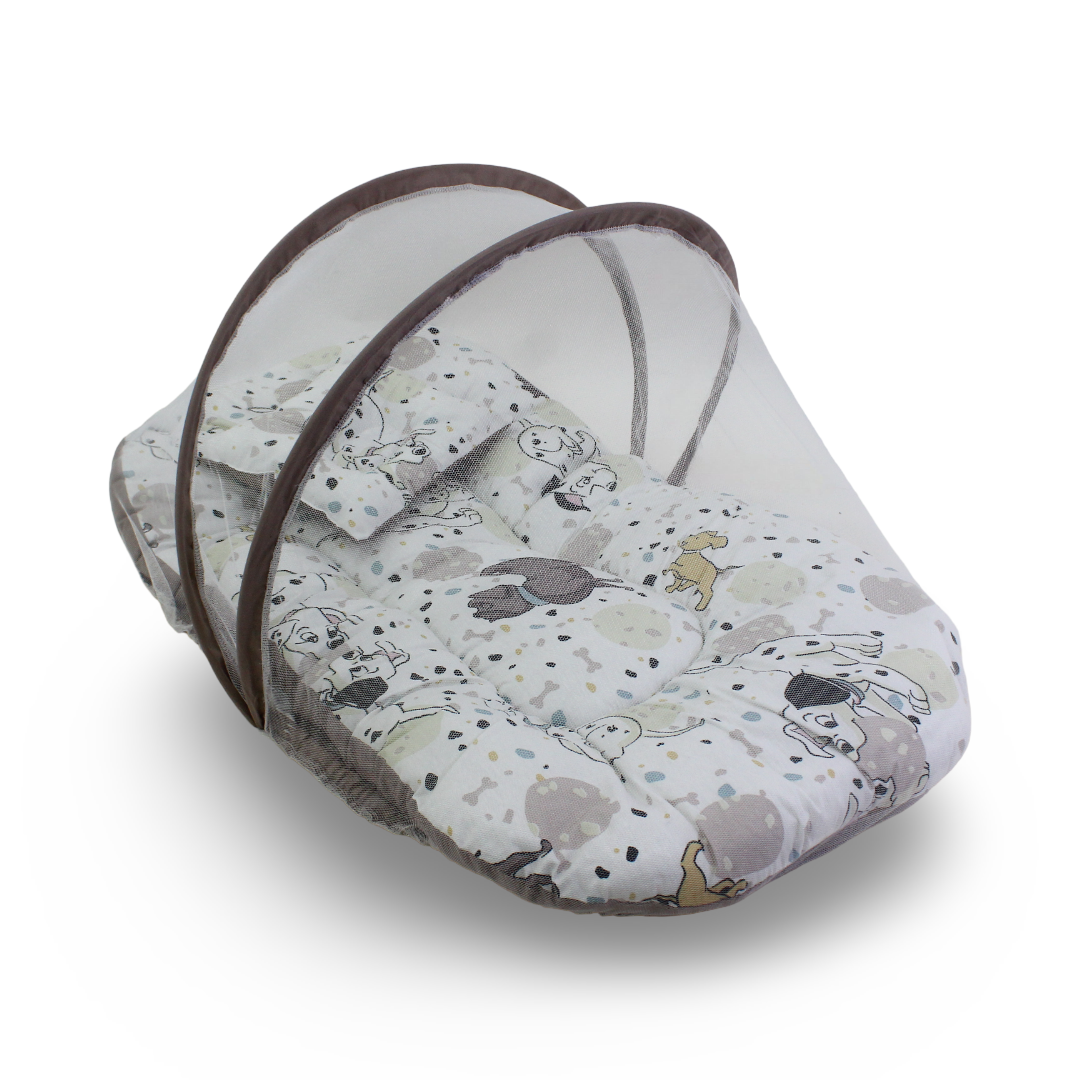 Kiddy Cotton Mosquito Net – Off-White with 101 Dalmatians Print - Baby Essentials