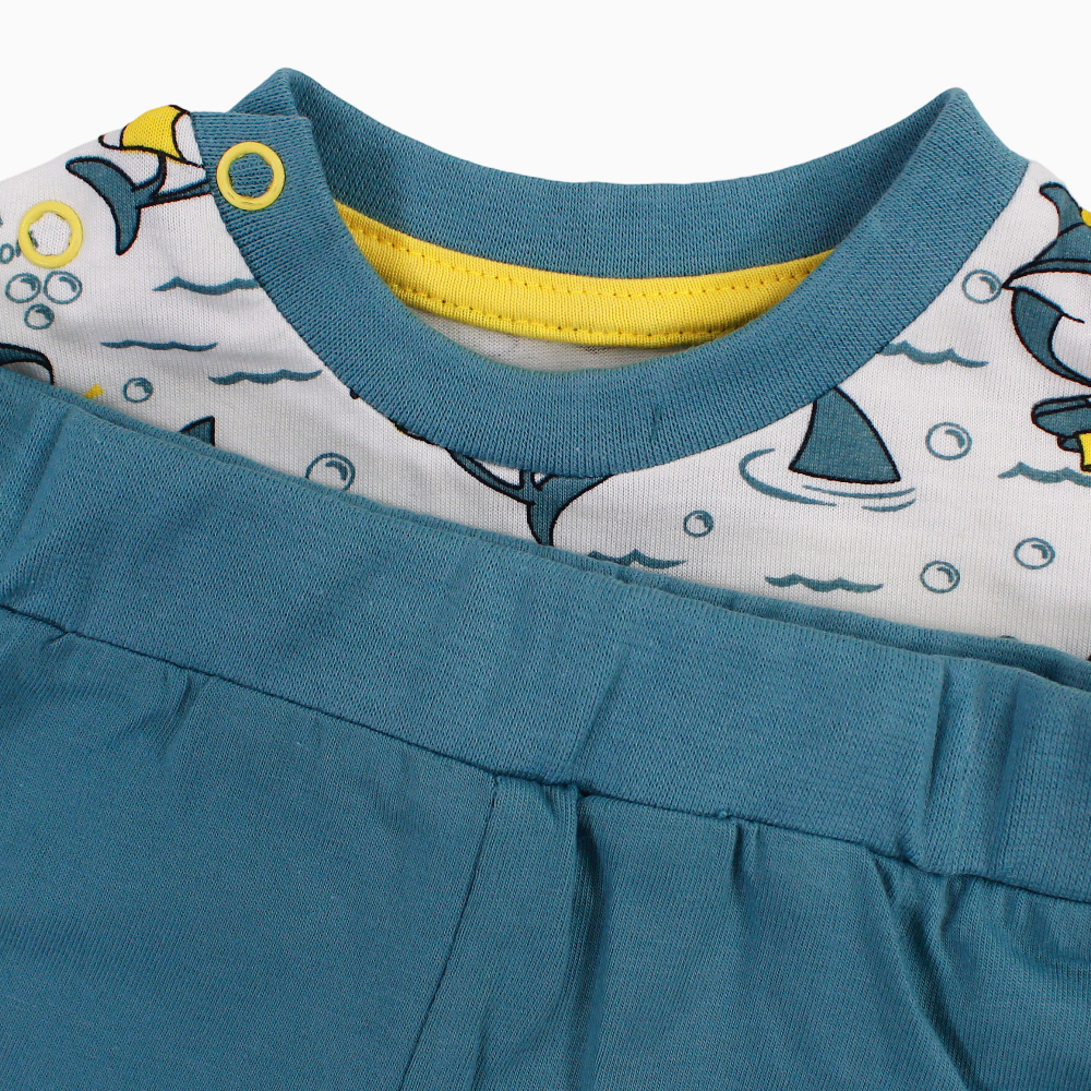Baby Boys Cotton Pajama Set - Playful Shark Print