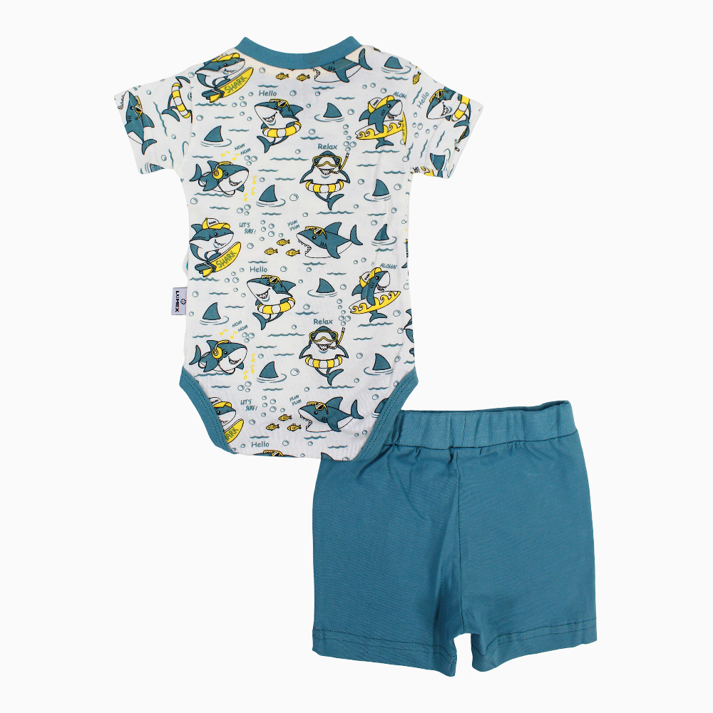 Baby Boys Cotton Pajama Set - Playful Shark Print