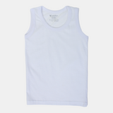 Boys' White Cotton Sleeveless Undershirt