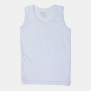 Boys White Cotton Sleeveless Undershirt