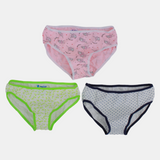 Kids Girls' Printed Panties – Pack of 3 (Assorted Prints)