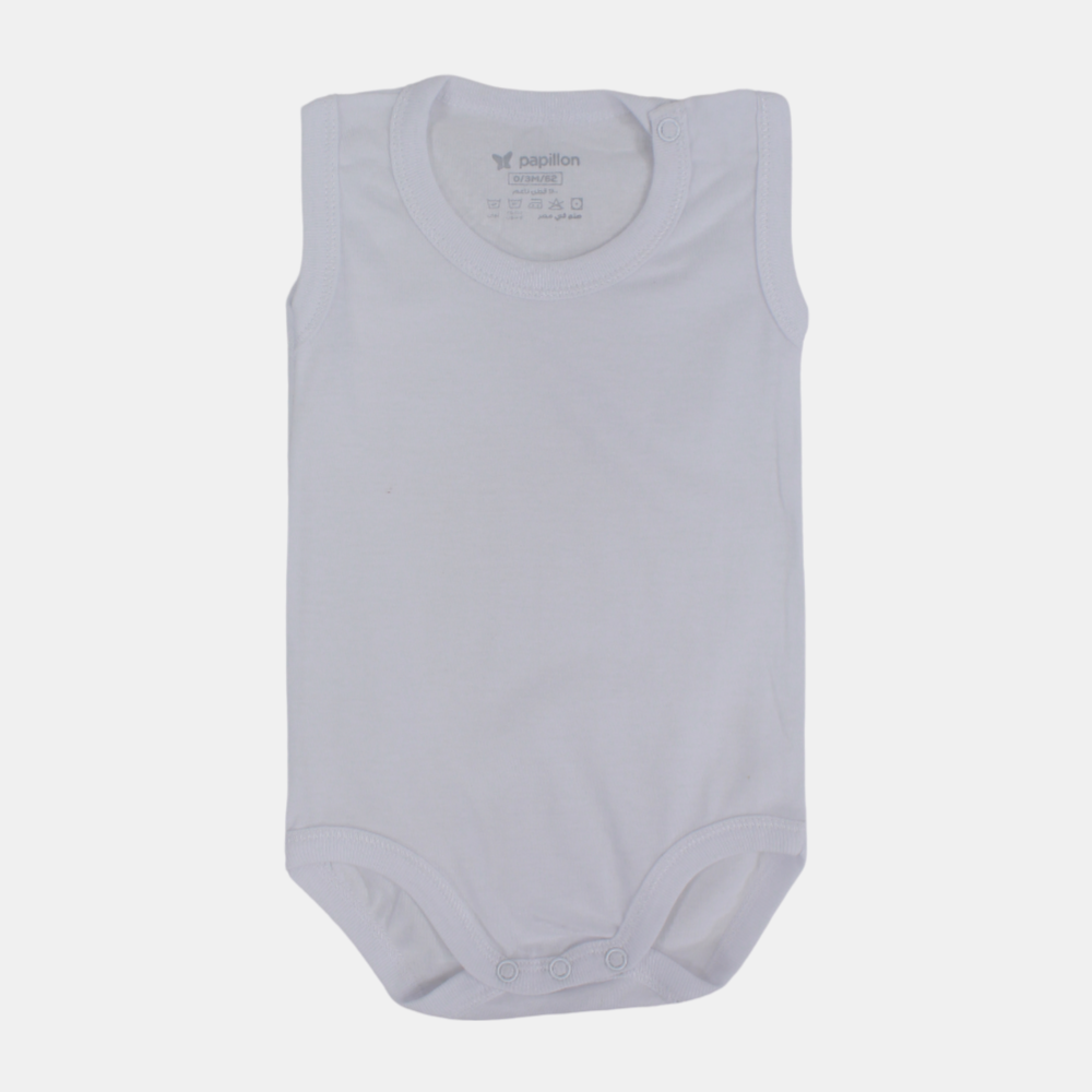 Unisex Baby White Sleeveless Underwear Bodysuit – Soft Cotton Essential