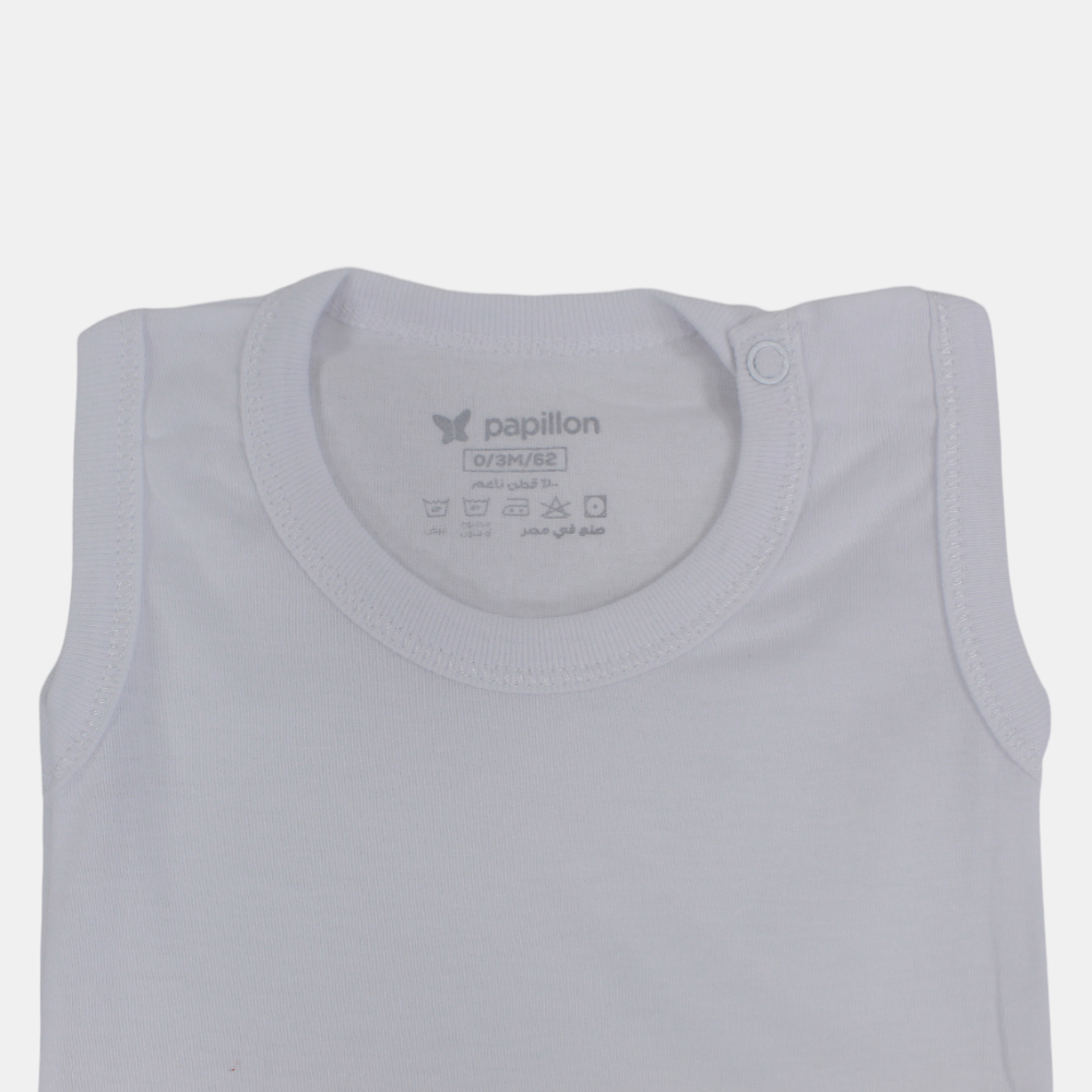 Unisex Baby White Sleeveless Underwear Bodysuit – Soft Cotton Essential