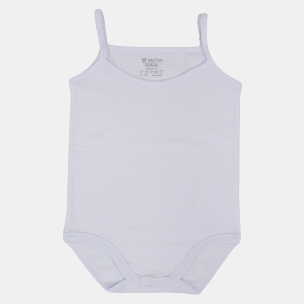 Baby Girls Underwear White Cotton  Bodysuit (Sleeveless)