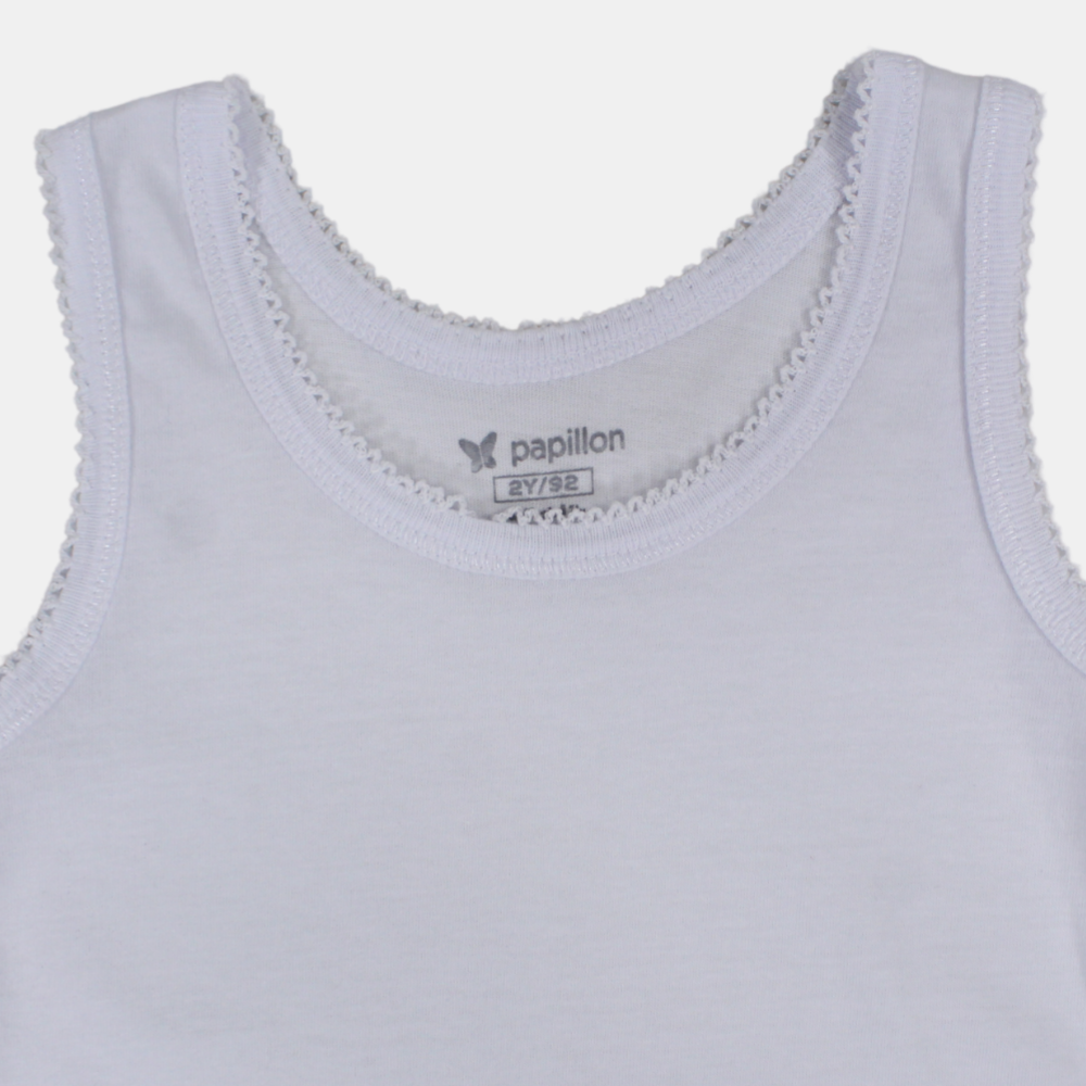 Girls Cotton Sleeveless Undershirt – White