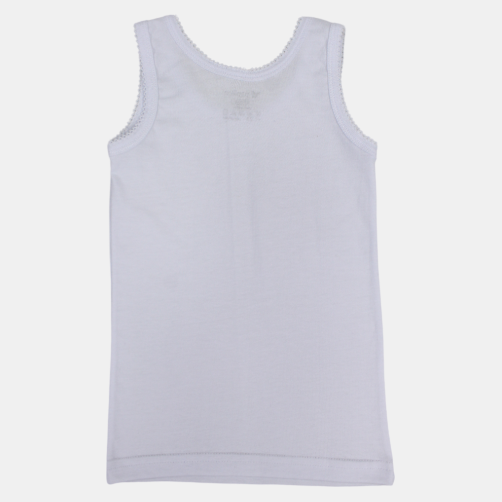 Girls Cotton Sleeveless Undershirt – White