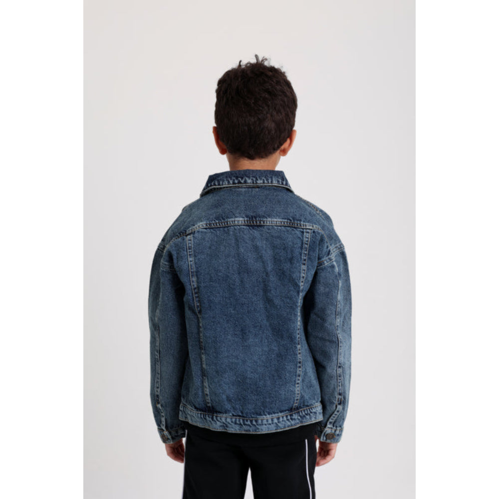 Unisex Long Sleeved Denim Jacket - Navy
