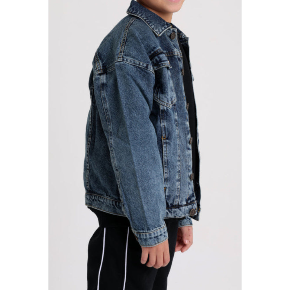 Unisex Long Sleeved Denim Jacket - Navy