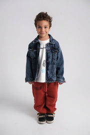 Unisex Navy Long-Sleeved Jean Jacket