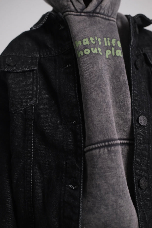Unisex Black Long-Sleeved Jean Jacket