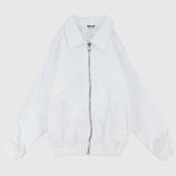 Unisex White Long-Sleeved Gabardine Jacket