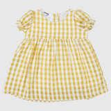 Yellow Checkered Short-Sleeved Dress