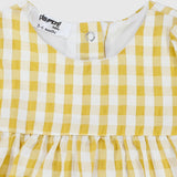 Yellow Checkered Short-Sleeved Dress