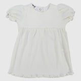 White Ruffled Short-Sleeved Dress