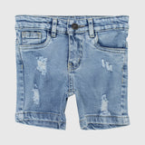 Ripped Light Blue Jean Shorts