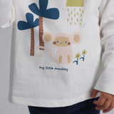 Unisex Little Monkey Printed Long-Sleeved T-Shirt