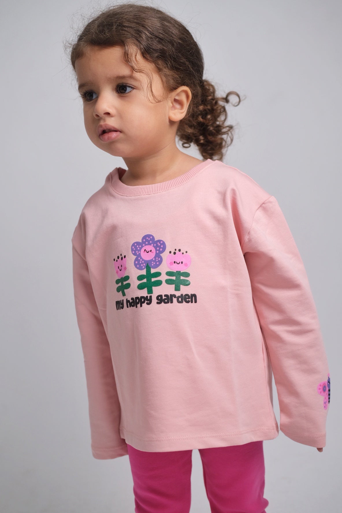 Pink Happy Garden Long-Sleeved T-Shirt