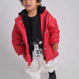 Unisex Red Fur Lined Raincoat