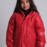 Unisex Red Fur Lined Raincoat