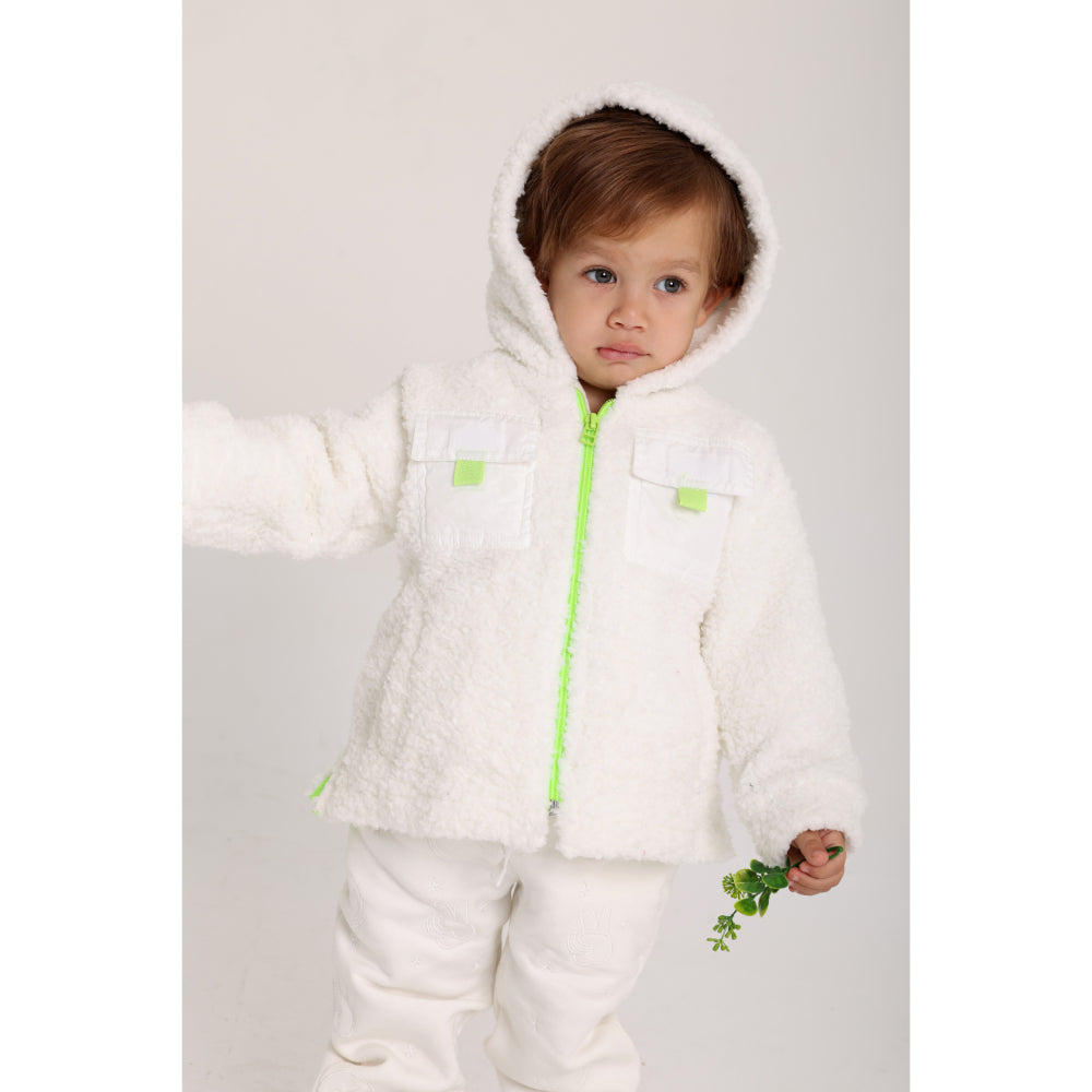 Unisex Baby Fleeced Teddy Jacket – Off-White