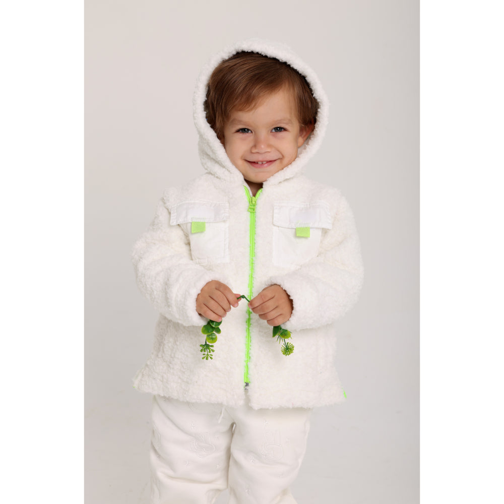 Unisex Baby Fleeced Teddy Jacket – Off-White