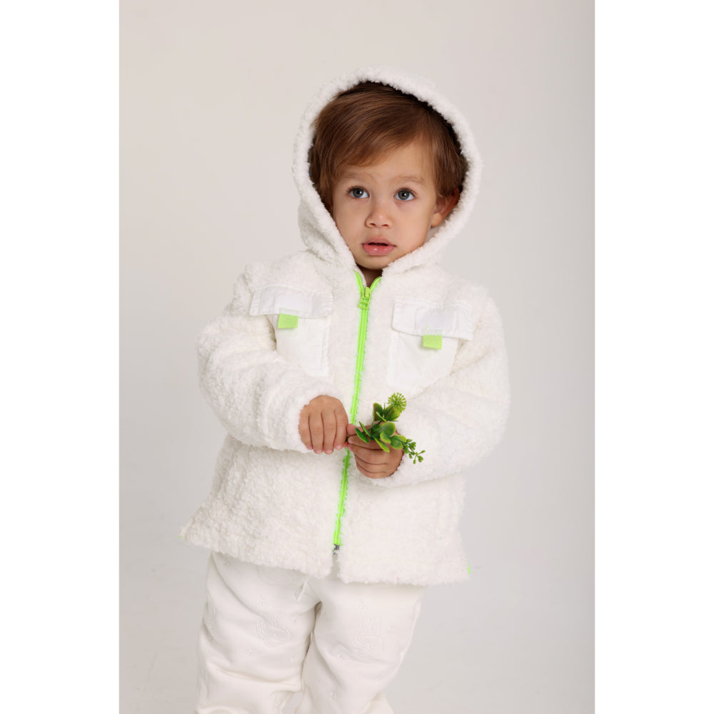 Unisex Baby Fleeced Teddy Jacket – Off-White
