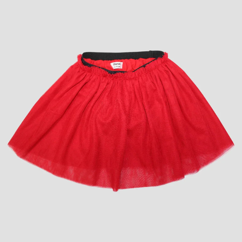 Red Ruffled Tulle Skirt - Clothing - Playmore