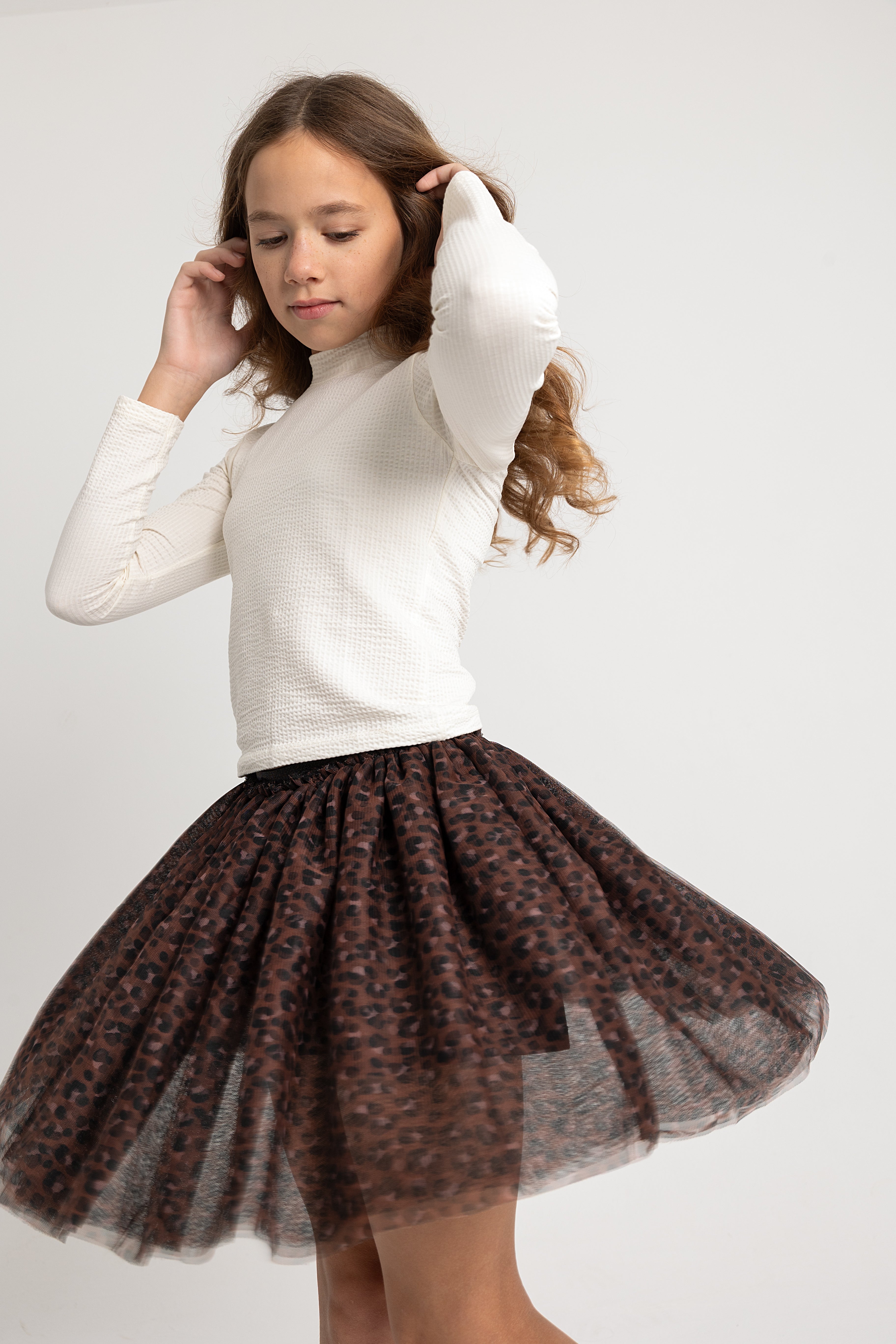 Printed Ruffled Tulle Skirt