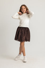Printed Ruffled Tulle Skirt