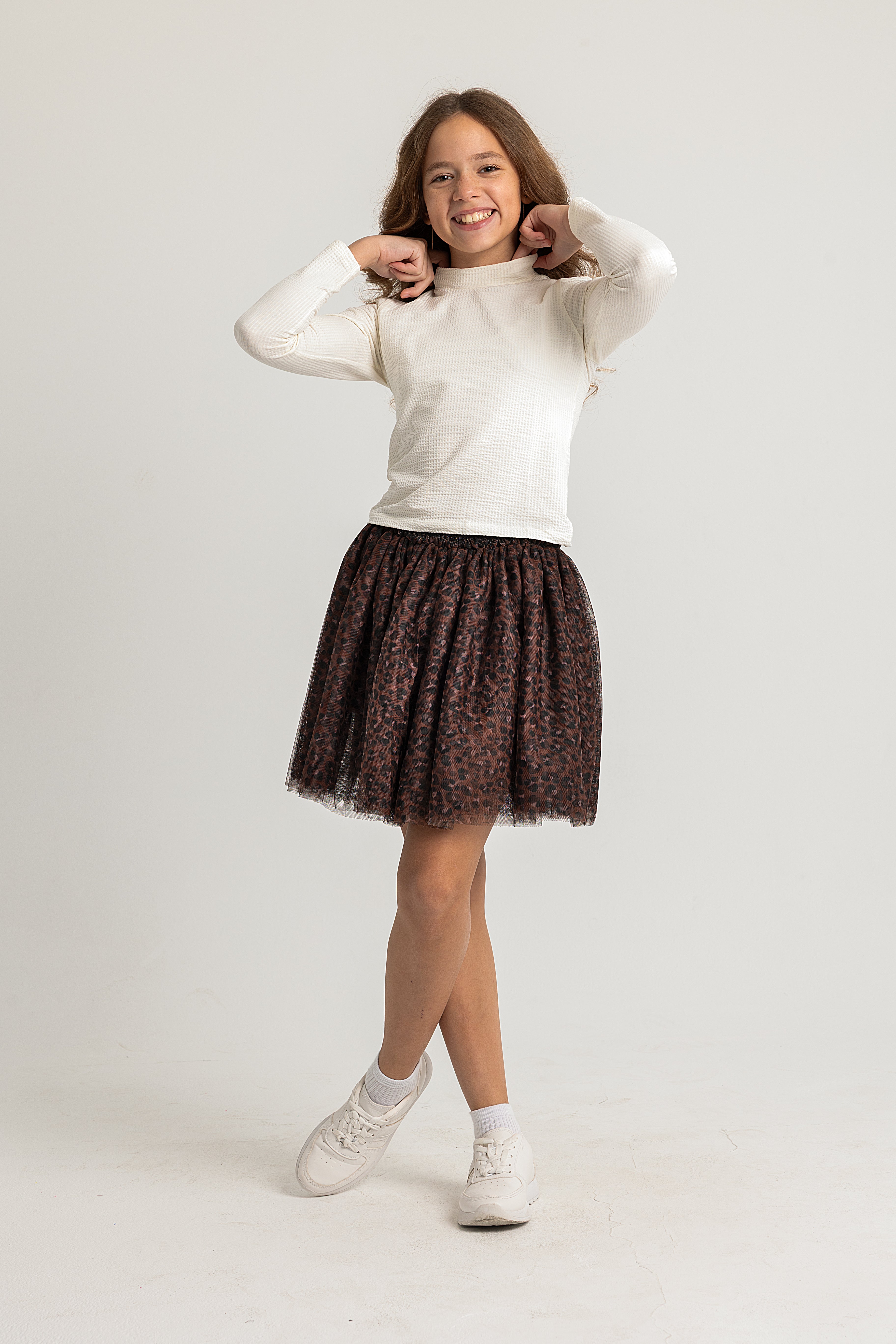 Printed Ruffled Tulle Skirt